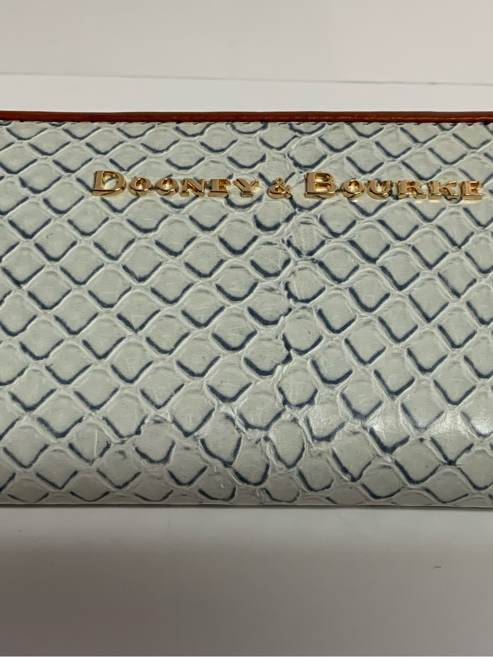 Dooney & Bourke Pale Blue Embossed Textured Wallet with Gold Logo
